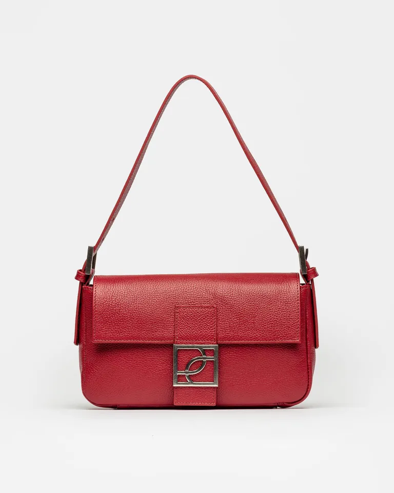 Cartera al hombro de cuero graneado con acabado de firma metálica de Prüne en Bolsos y Carteras para argentina