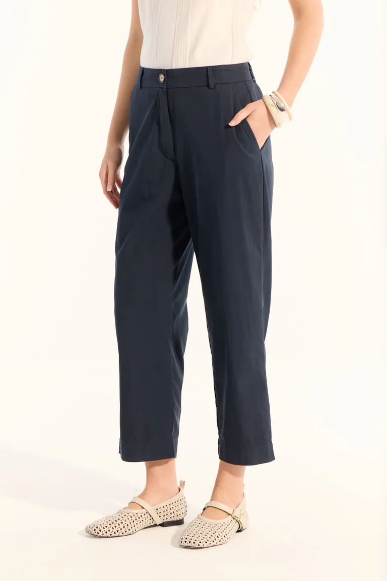 Pantalón gabardina negro de corte slim y cintura elástica para mujer de Portsaid en Pantalones para argentina