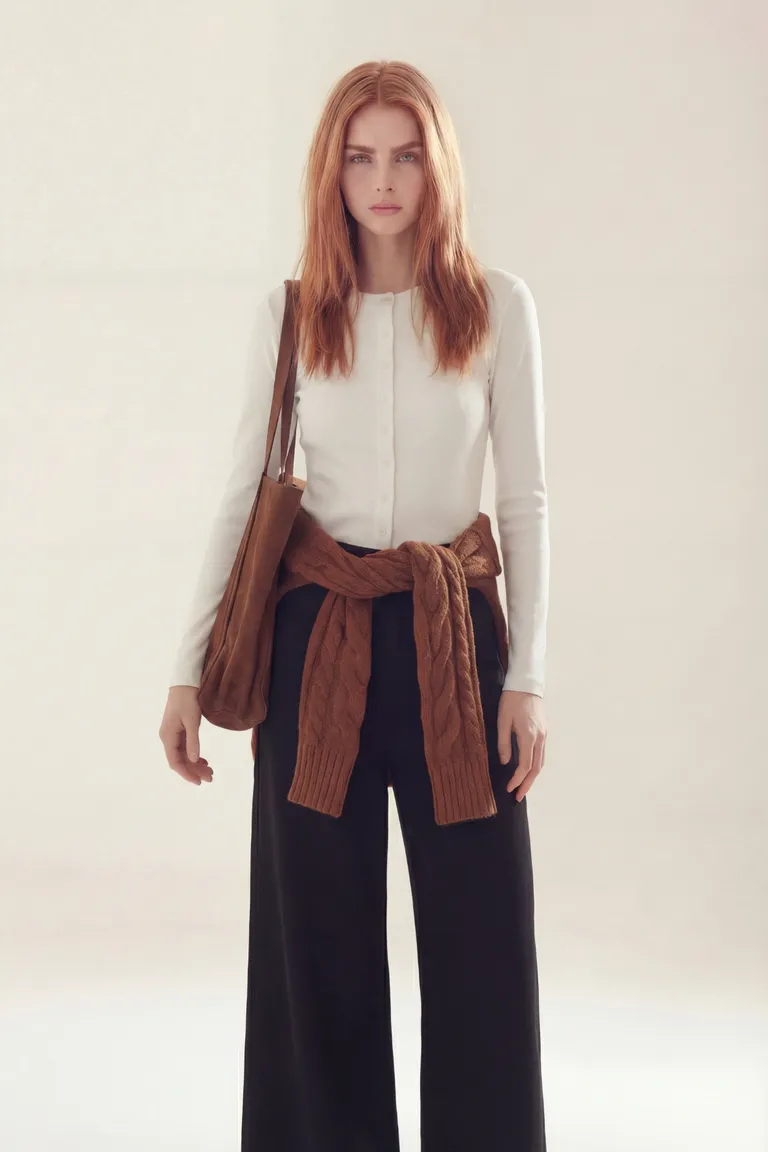 Sweater tejido con diseño de trenzas y cuello cerrado de Akiabara en Buzos y Sweaters para argentina