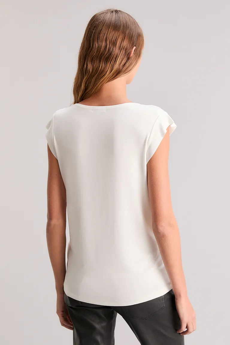 Musculosa blanca con detalles de volados en las mangas de Kosiuko en Tops para argentina