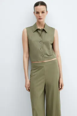 Pantalón crop cintura elástica de Mango en Pantalones para argentina