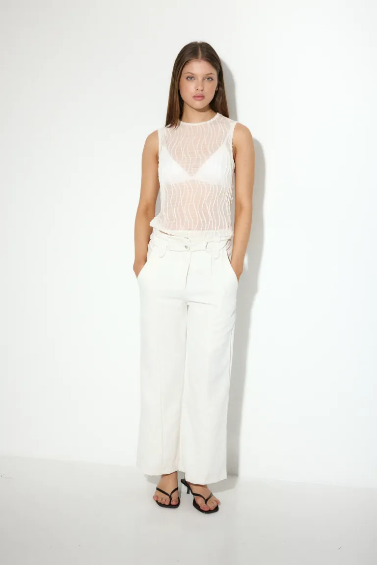 Top de tul labrado en negro con cuello cerrado - Musculosa bertha ea de Audaz en Tops para argentina