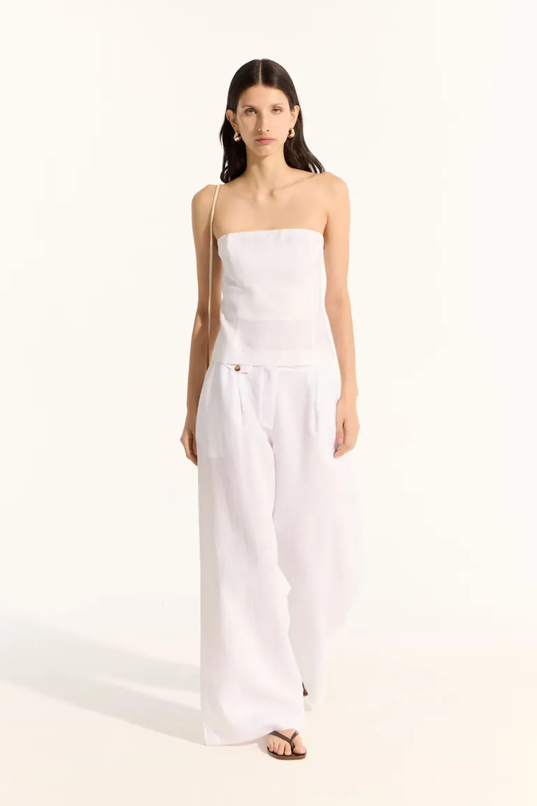 Pantalón amplio de lino con detalles en la cintura y bolsillos de Portsaid en Pantalones para argentina