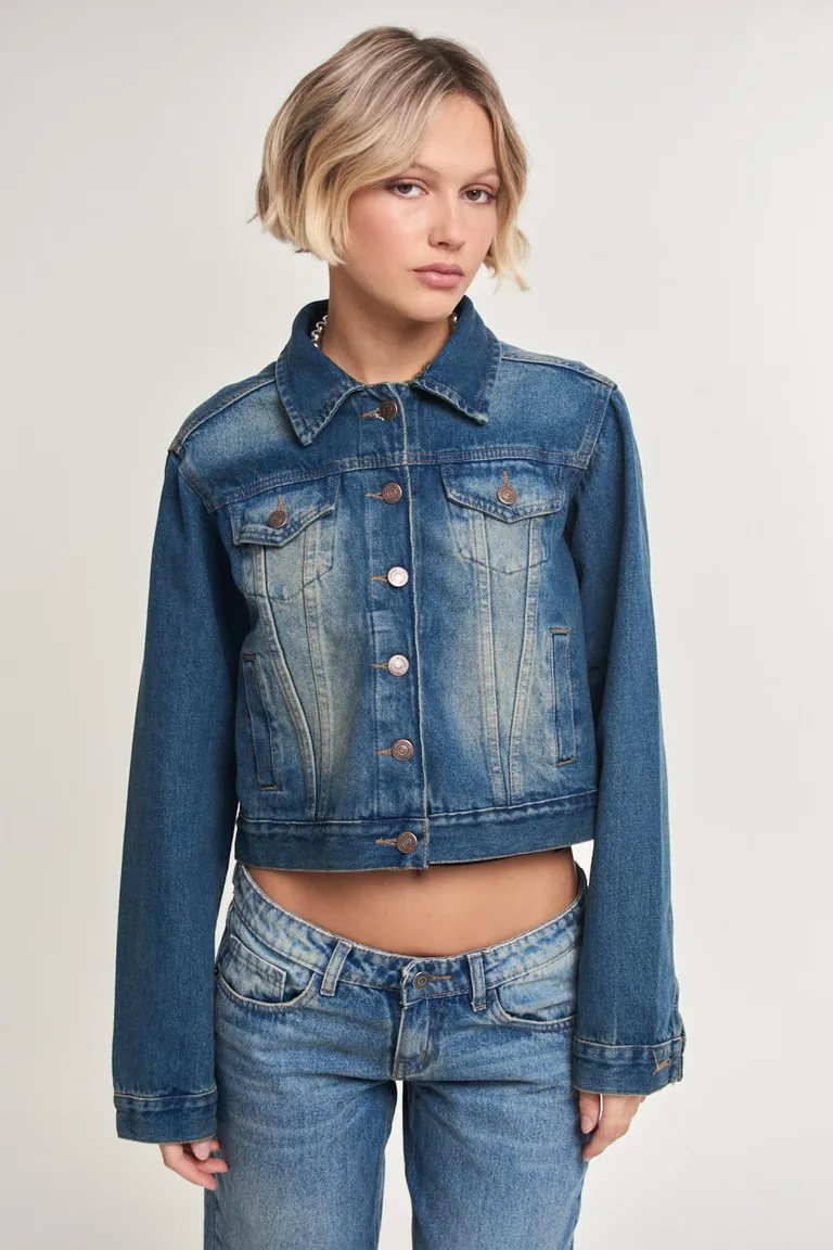 Chaqueta de jeans de corte recto y lavado desteñido para mujer de 47 Street en Chaquetas para argentina