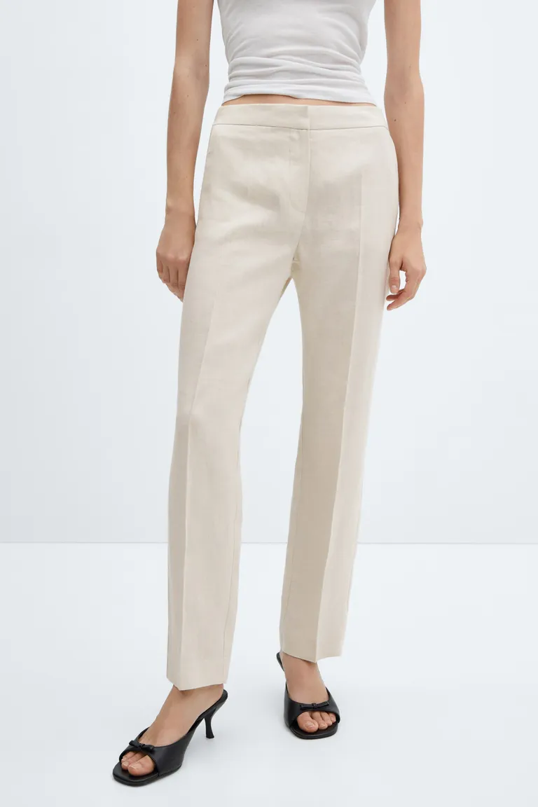 Pantalón lino recto de Mango en Pantalones para argentina