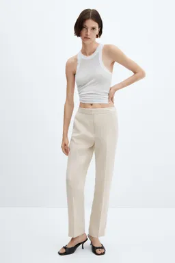 Pantalón lino recto de Mango en Pantalones para argentina