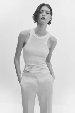 Pantalón lino recto de Mango en Pantalones para argentina