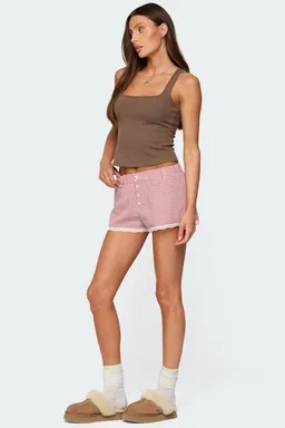 Shorts plaid vaughn con encaje de Edikted en Pijamas y Sleepwear para argentina