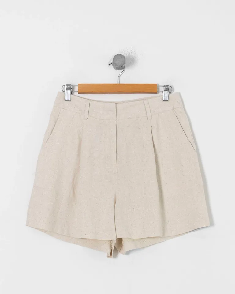 Shorts de lino y rayón de tiro alto con pinzas y bolsillos de Sky en Shorts para argentina