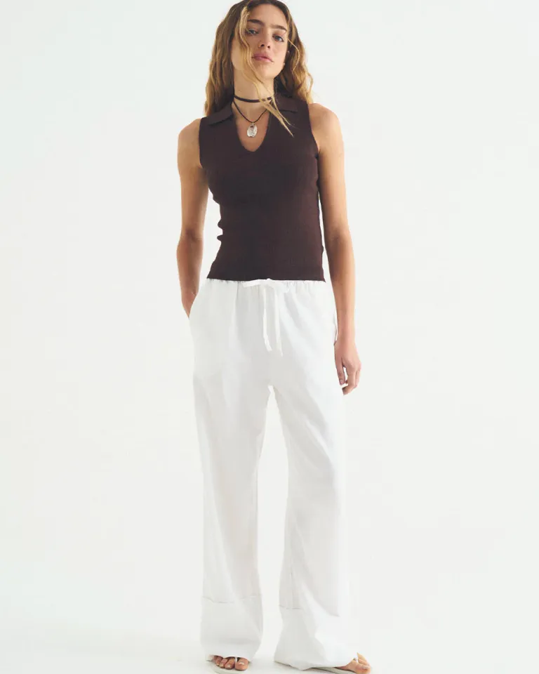 Pantalón de Pierna Ancha con Cintura Elástica y Cordones de Sky en Pantalones para argentina