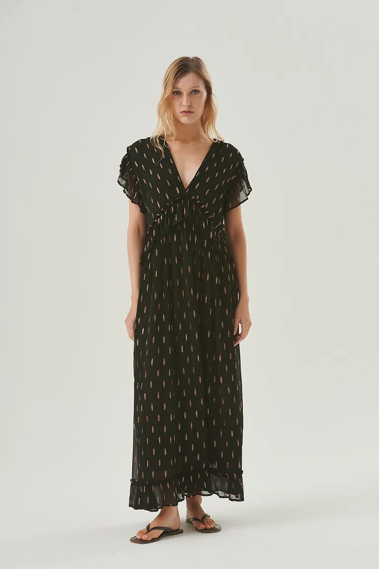 Vestido largo con brillo sutil y mangas con volados para ocasiones especiales de Sweet en Vestidos para argentina