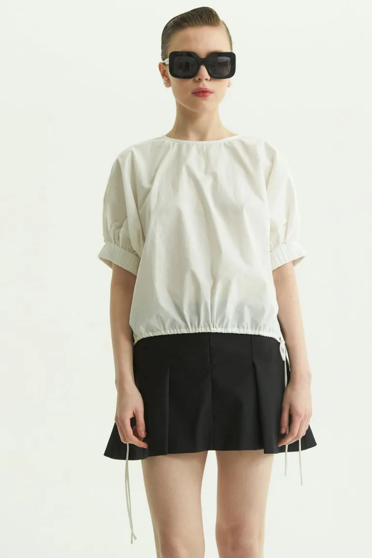 Blusa oversize de algodón con tiras ajustables y elástico en las mangas de Las Pepas en Blusas para argentina