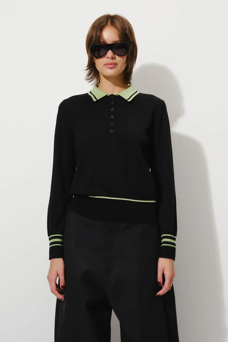 Sweater de tejido con cartera de botones cuello y puños a contratono de Mishka en Buzos y Sweaters para argentina