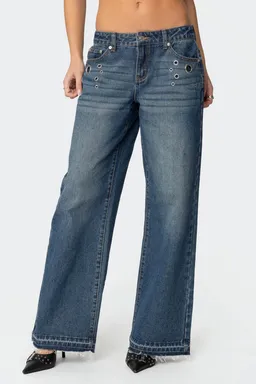 Jeans davis tiro bajo ojales de Edikted en Pantalones para argentina
