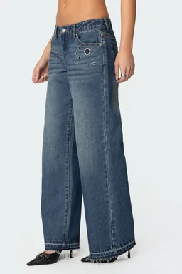 Jeans davis tiro bajo ojales de Edikted en Pantalones para argentina