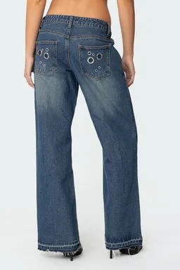 Jeans davis tiro bajo ojales de Edikted en Pantalones para argentina