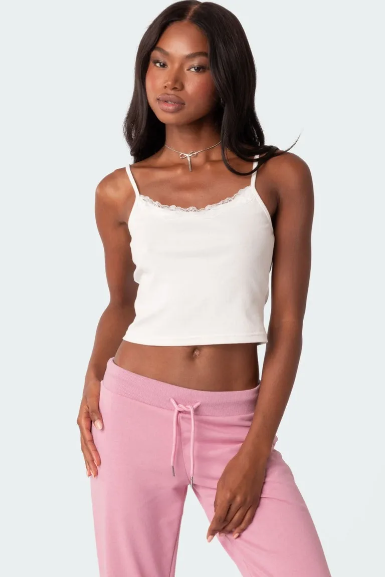 Musculosa acanalada con encaje de Edikted en Tops para argentina