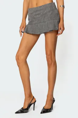 Mini falda denim plisada tachas de Edikted en Faldas para argentina