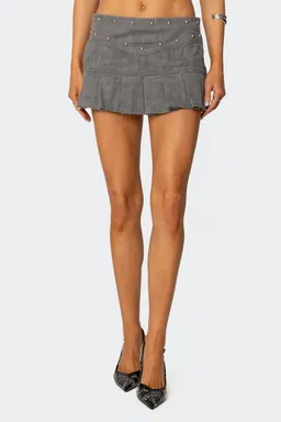 Mini falda denim plisada tachas de Edikted en Faldas para argentina