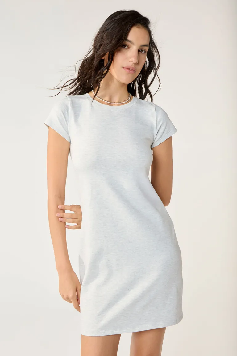 Vestido corto de algodón con escote redondo y manga corta para mujer de Cuesta Blanca en Vestidos para argentina