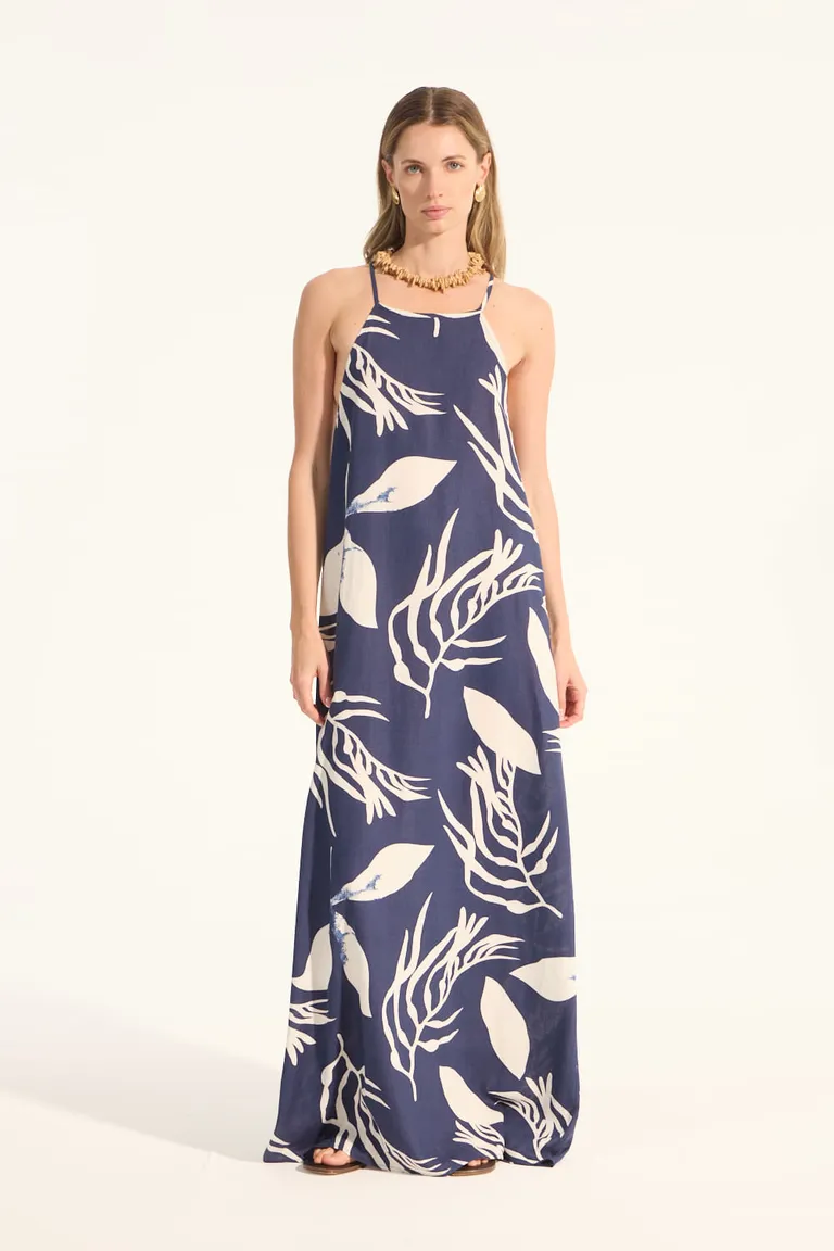 Vestido de lino con estampa exclusiva, calce amplio y bretel finito de Portsaid en Vestidos para argentina