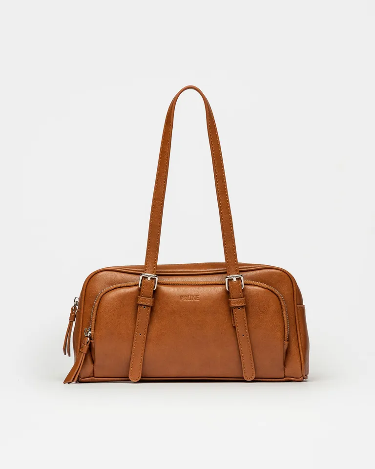 Cartera al hombro con diseño tipo bowling de efecto cuero liso de Prüne en Bolsos y Carteras para argentina