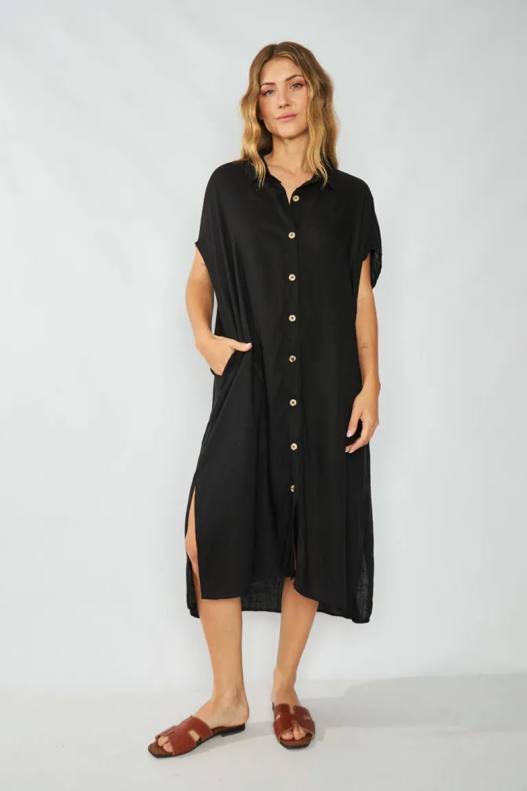 Camisola de lino de manga corta con bolsillos laterales para mujer de Belle en Camisas para argentina