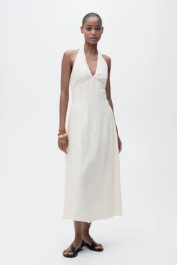 Vestido lino cuello halter de Mango en Vestidos para argentina