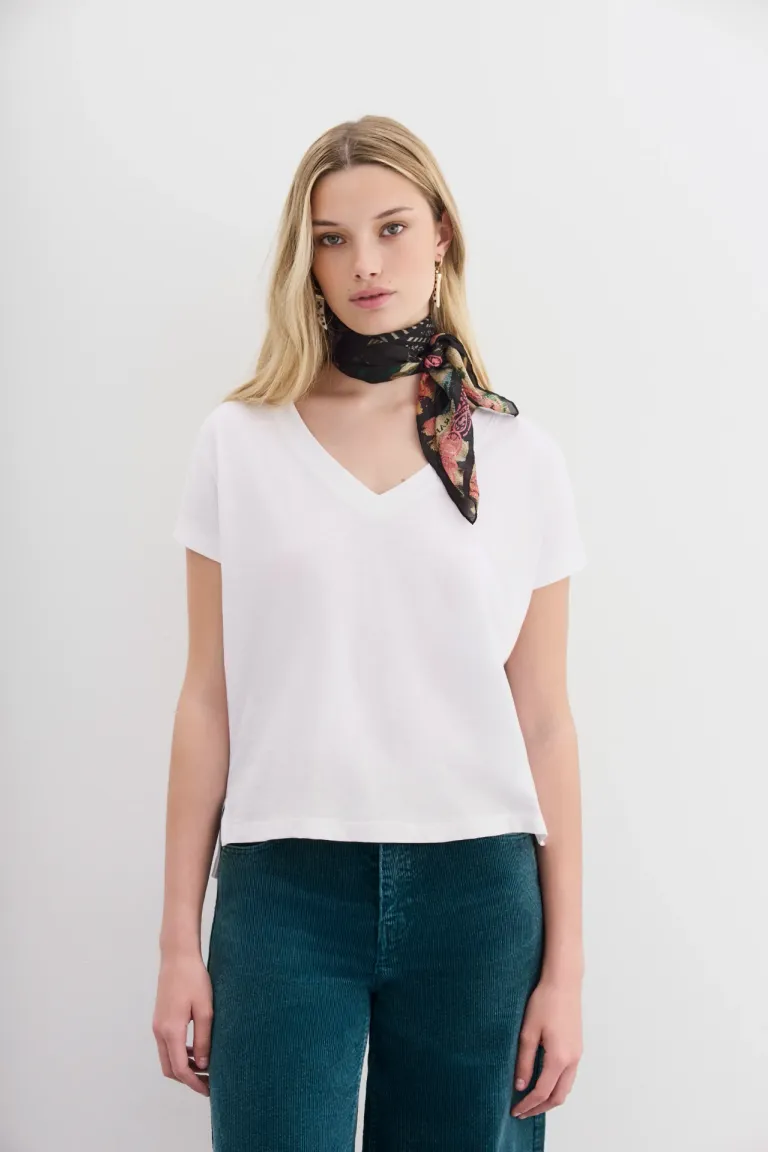 Remera básica de algodón de corte relajado y caída natural de Rapsodia en Remeras para argentina