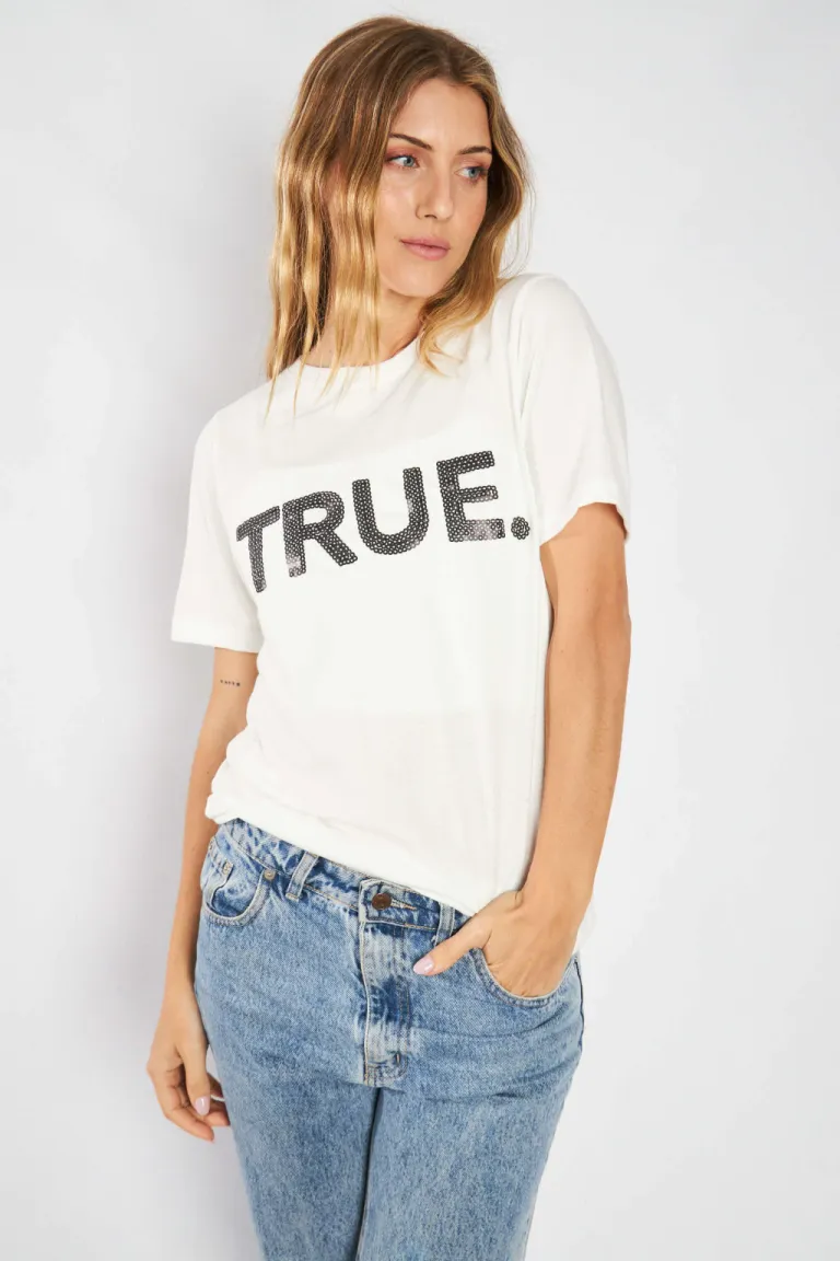 Remera de algodón con estampa en lentejuela para un look casual y elegante de Belle en Remeras para argentina