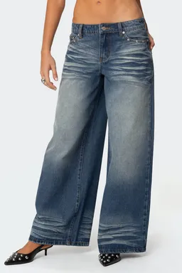 Jeans tiro bajo bolsillos cuero sintético de Edikted en Pantalones para argentina