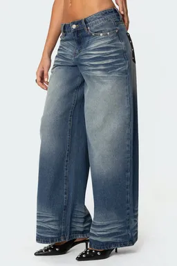 Jeans tiro bajo bolsillos cuero sintético de Edikted en Pantalones para argentina