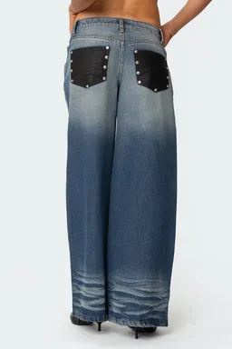 Jeans tiro bajo bolsillos cuero sintético de Edikted en Pantalones para argentina