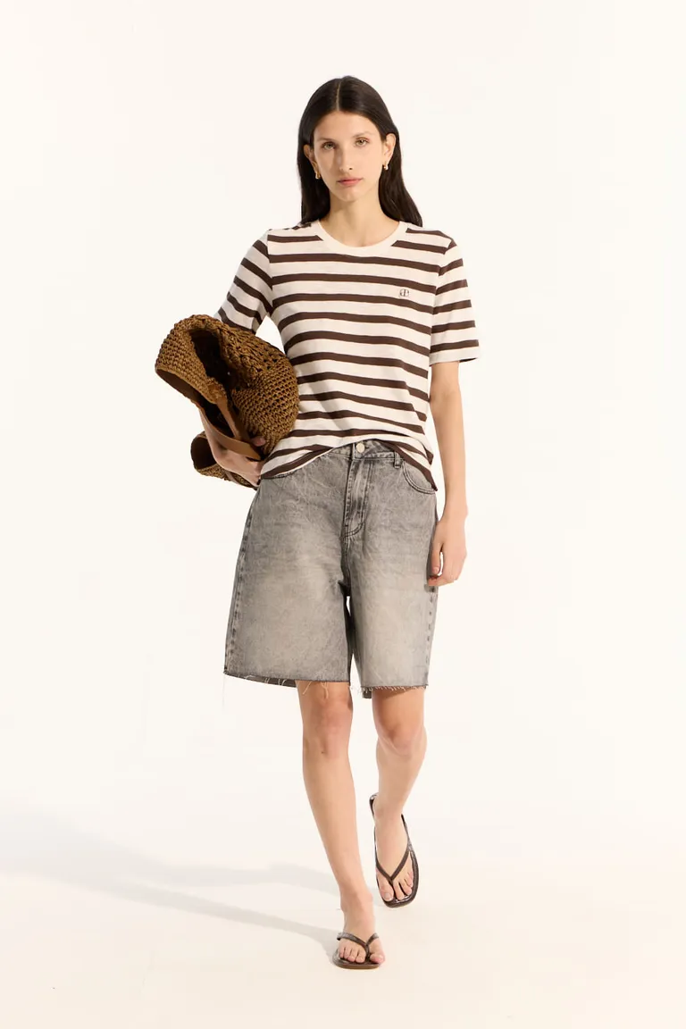 Remera manga corta con rayas horizontales, escote redondo y calce regular de Portsaid en Remeras para argentina