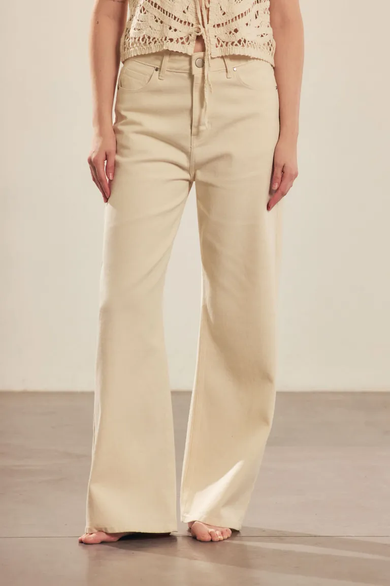 Pantalón de pierna súper ancha en un tono neutro y tiro medio de Portsaid en Pantalones para argentina