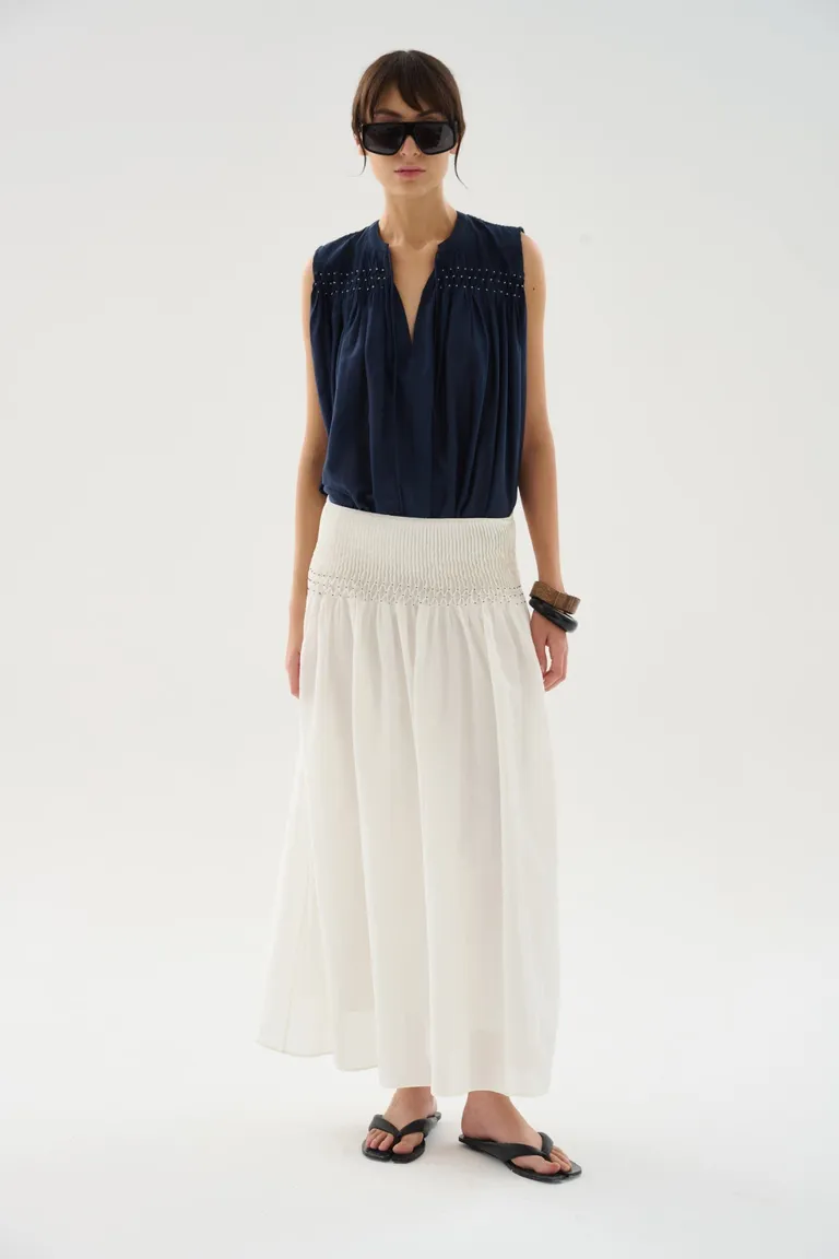 Blusa sin mangas azul marino con cuello en V para mujer de Maria Cher en Tops para argentina