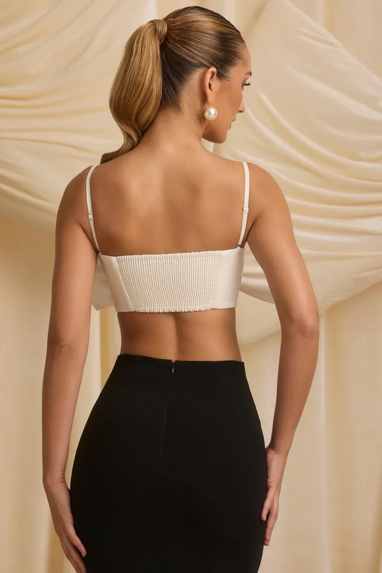 Top corto sin tirantes moño marfil de Oh Polly en Tops para argentina
