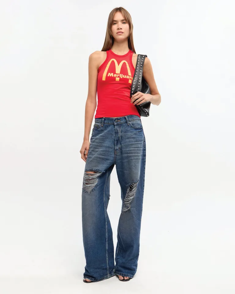 Pantalones vaqueros de tiro bajo y pierna ancha para mujer de Ay Not Dead en Pantalones para argentina