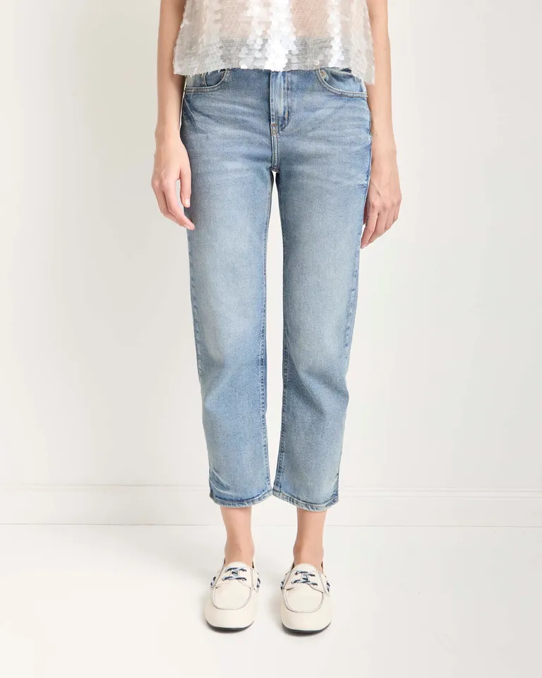 Pantalón de denim vintage con tiro alto y pierna recta de Prüne en Pantalones para argentina