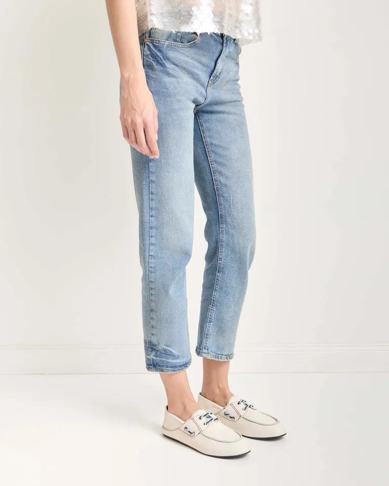 Pantalón de denim vintage con tiro alto y pierna recta de Prüne en Pantalones para argentina