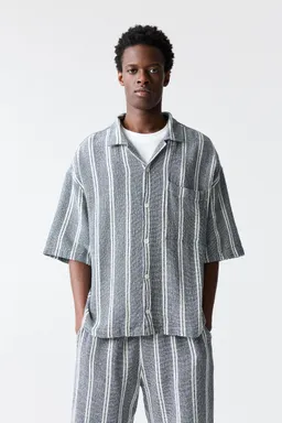 Camisa rústica rayas manga corta de Pull&Bear en Camisas para argentina