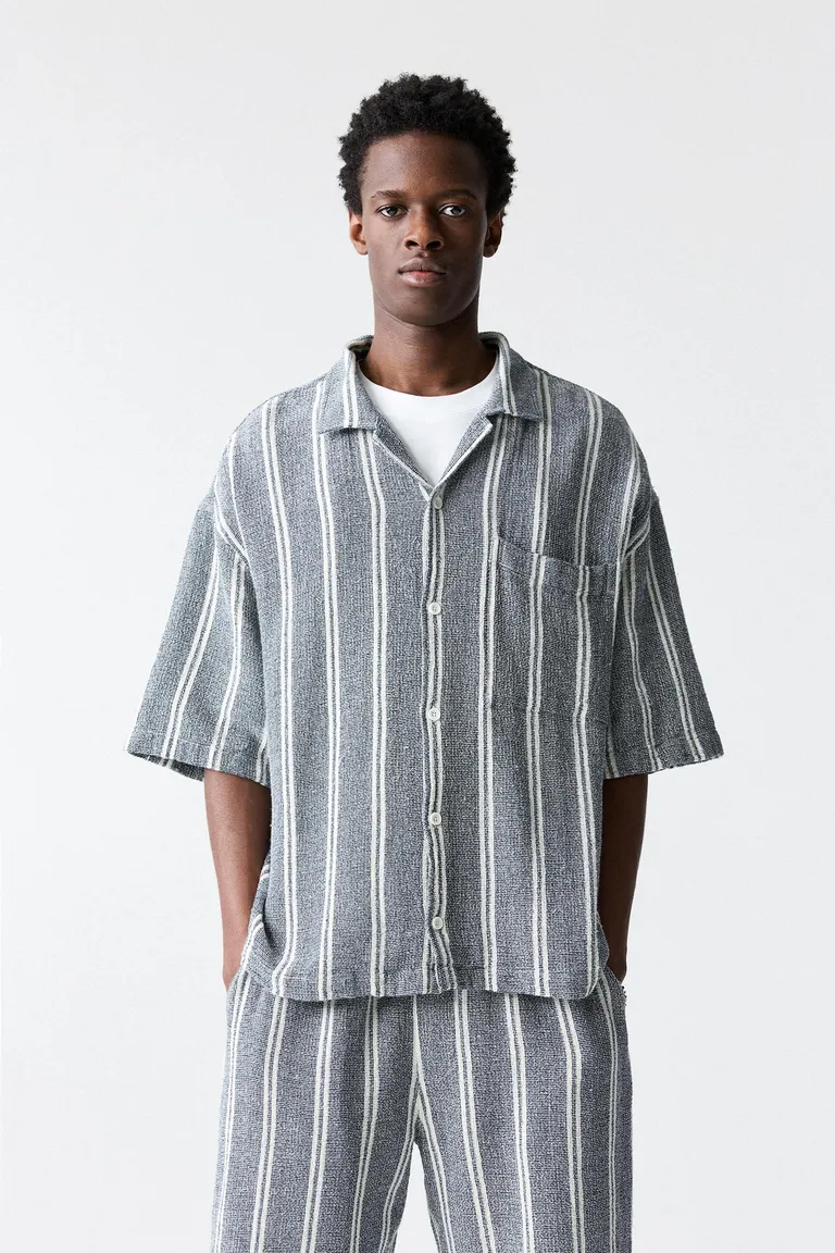 Camisa rústica rayas manga corta de Pull&Bear en Camisas para argentina