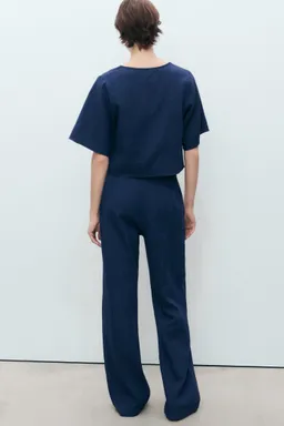 Pantalón denim fluido tiro alto de Mango en Pantalones para argentina