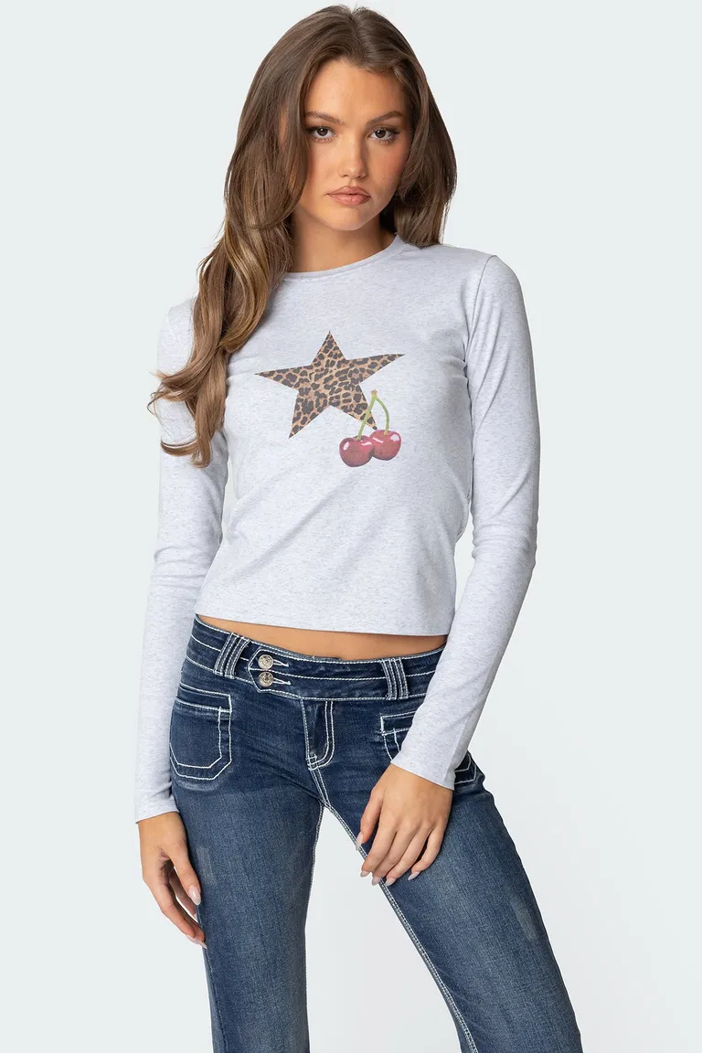 Remera leopardo estrella cereza de Edikted en Remeras para argentina