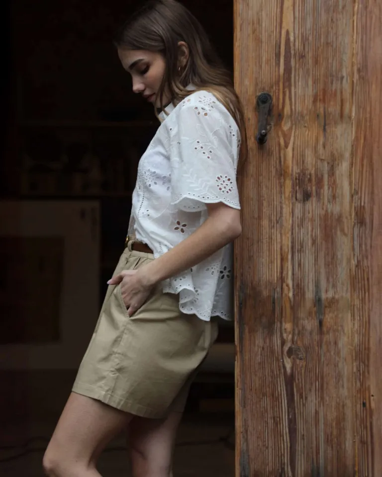 Shorts de lino importado con bolsillo y cinturón con pasacinto dobles de Hesed en Shorts para argentina