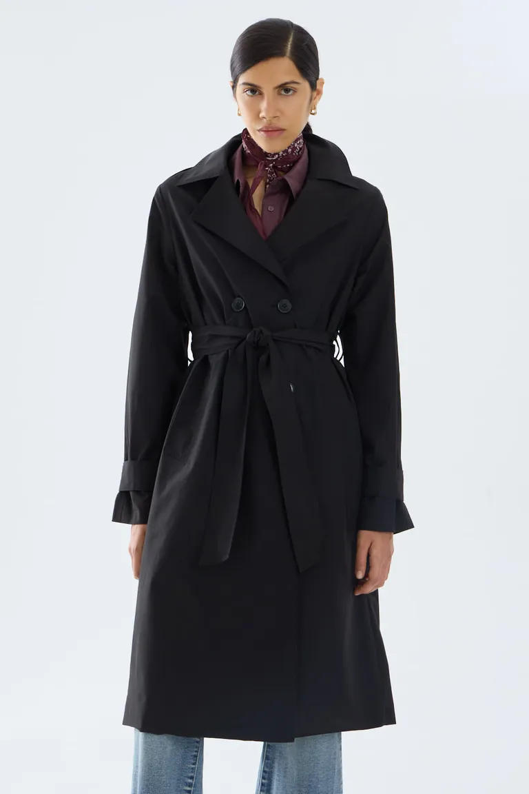 Trench de corte midi con doble abotonadura solapas amplias y lazo de ajuste de Portsaid en Tapados para argentina