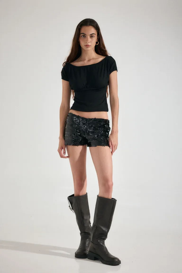 Short de tiro bajo con estampado de lentejuelas para mujer de Audaz en Shorts para argentina