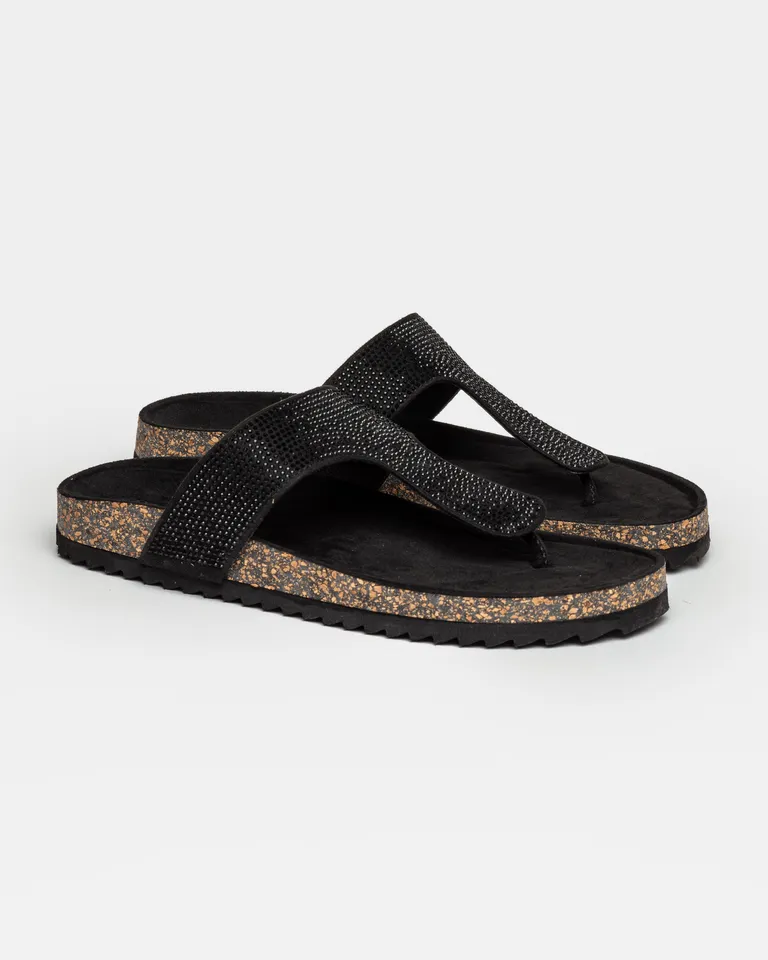 Sandalias bajas de diseño brillante con recubrimiento de piedras de strass de Prüne en Sandalias para argentina