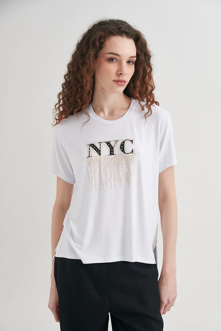 Remera estampada con detalles de tachas en forma de lluvia de Sweet en Remeras para argentina