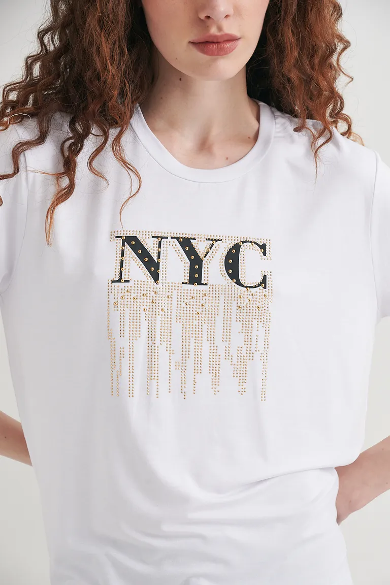 Remera estampada con detalles de tachas en forma de lluvia de Sweet en Remeras para argentina